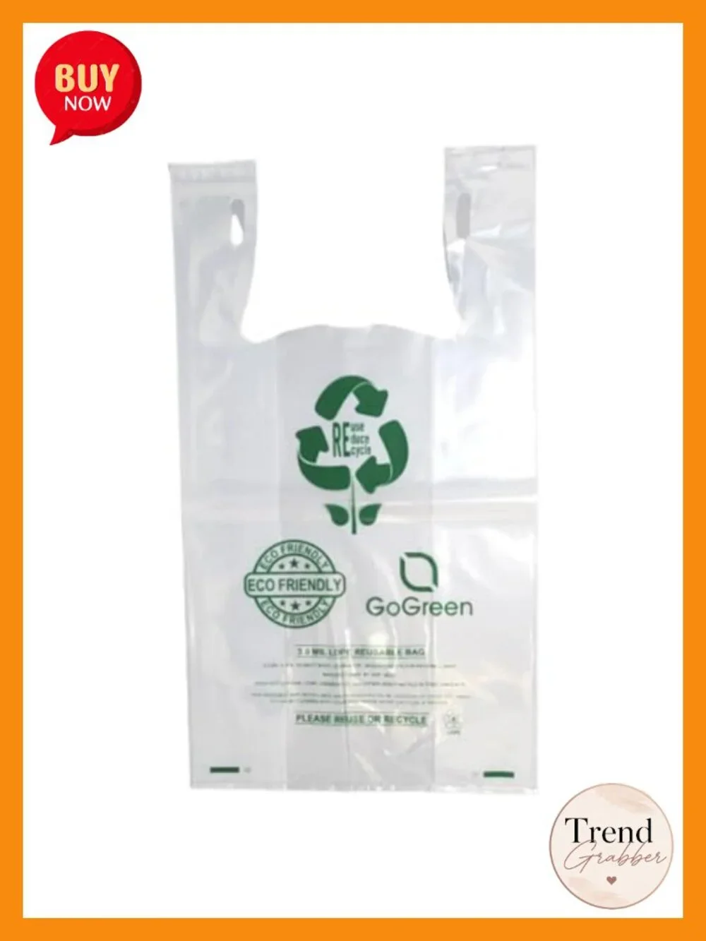 Eco Friendly Thick Reusable T-Shirt Bags - 150 Count - 3.0 Mil - 11.5x6.5x21